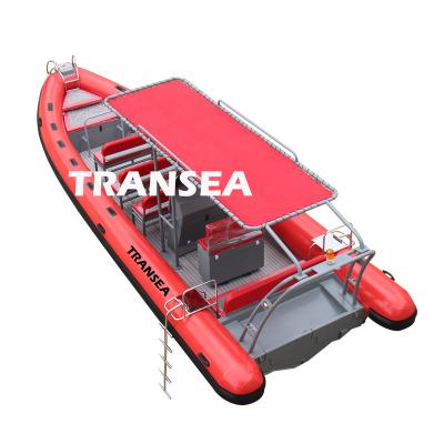 China Special design available on your request Hypalon Tube 830cm Aluminum Hull Rigid Inflatable Boat with T-TOP for sale