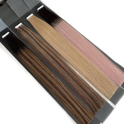 China Customized Colors Silky Straight Tape Hair Extension Double Drown Remi Tape In Virgin Human Hair for sale