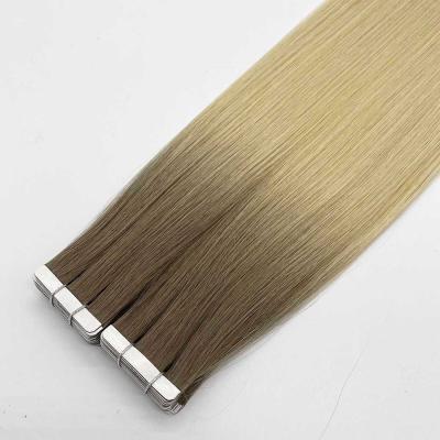 China Double Cuticle Pulled Silky Straight Aligned Virgin Tape Ombre Ins Color Tape Hair Extensions for sale