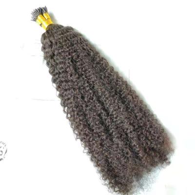 China Hot Selling Afro Wave 2021 Virgin Remy Human Hair Afro Curly I Tip Hair Extension for sale