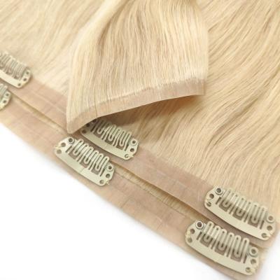 China New Style PU Clip Straight Seamless Hair Extensions Russian Hair For Women for sale