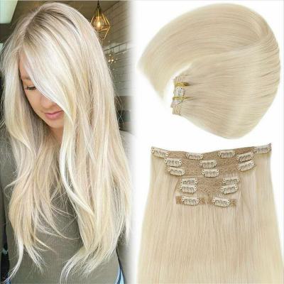 China Wholesale Cheap Price Silky Straight Remy Human Hair Full Head Lace Clip In Blonde Color Hair Extension Double Weft 7pcs 100g for sale