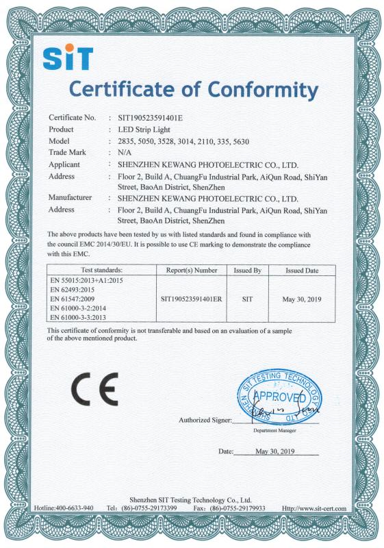 CE - Shenzhen Kewang Optronics Co., Ltd.