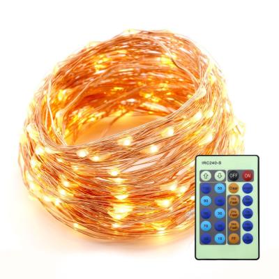 China Residential 10m/33ft 100 LED Waterproof Copper Wire LED String Lights with 24 Keys IR Remote Controller for sale