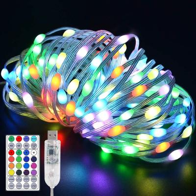 China Remoter 10m 100 LED RGB Color Changing Fairy Lights USB Powered Clear PVC Wire LED String Lights with Remoter for sale