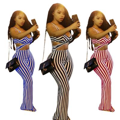 China European and American fashion sexy women's overalls anti-static striped hollow nightclub flared pants for sale