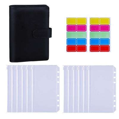 China A6 Magnetic Money Saving PU Cash Budget Leather Binder with 12pcs Zipper Envelopes Pockets for sale