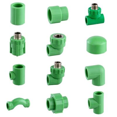 China PPR (pp water plastic resin ppr bathroom fitting Germany 3/4*1/2 16mm types all PPR fittings pipe list for sale