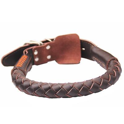 China Wholesale Custom Viable High Quality Leather Pet Collar Dog Collar Layer Cowhide Leather Dog Collar First for sale