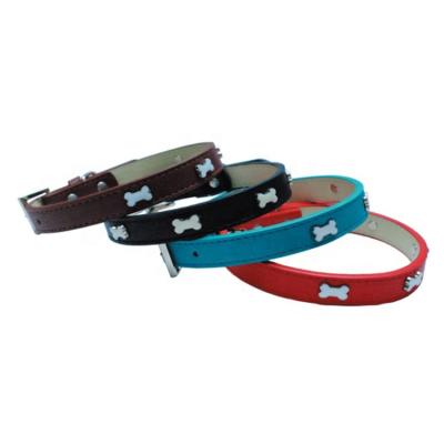 China Viable Popular First Layer Pet Protection Collar Glow Leather Pet Collars for sale