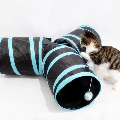 China Polyester Fabric Cat Channel 3 Way Retractable Foldable Cat Tunnel Toy Tent for sale