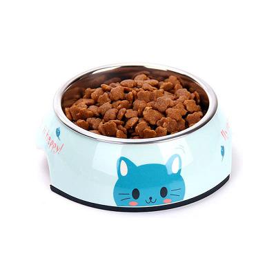 China Viable Wholesale New Design Cartoon Animal Feeder Bowl Stainless Steel Pet Bowl for sale