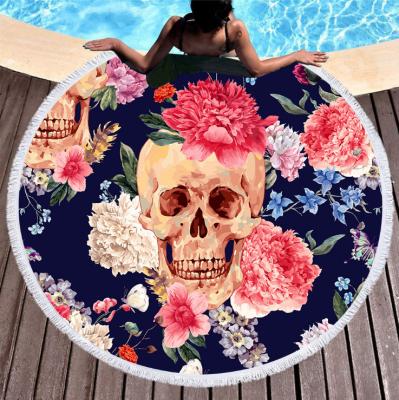 China QUICK DRY custom printing yoga mat wholesale, luxury skull beach towel for vacation for sale