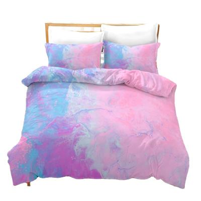 China Nondisposable Hot Sale Marble 1 Set Bedding Microfiber Duvet Cover Set 3D Porcelain Bed Sheet for sale