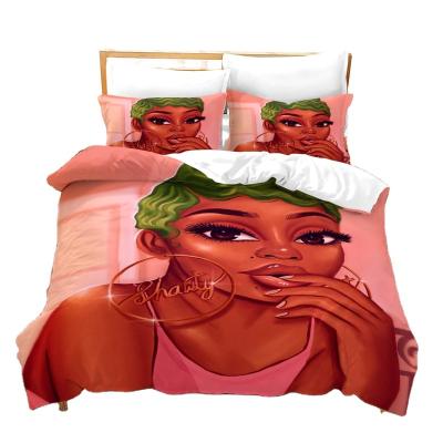 China Nondisposable Sales promotion wholesale bedding African Girl 1 african duvet cover microfiber sheets bed set luxury for sale