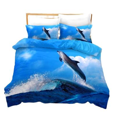 China Nondisposable Channel 3D Bedding Set DOLPHIN 1 Quilt Cover Factory Supply Large Custom Printed Bed Sheets for sale