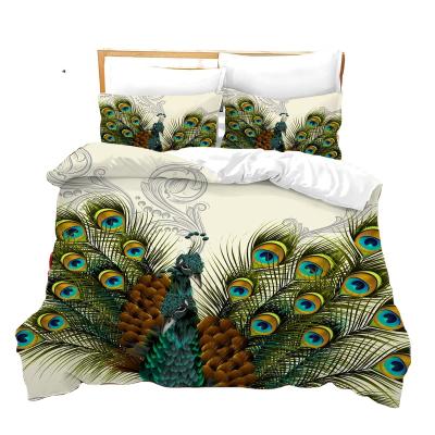 China Nondisposable Newest Design Bedding Set PEACOCK 1 Duvet Cover Luxury Hotel Customized King Bed Sheets for sale