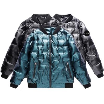 China Wholesale Men's Reversible 2021 Duck Light Down Shinny Bubble Stripper Jacket Baseball Collar Winter Padded Anorak Jacket For Men for sale