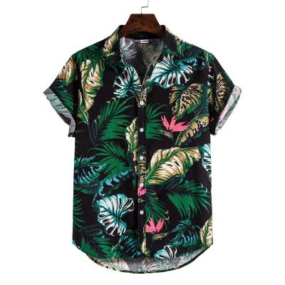 China Anti-pilling Summer Vacation African Print Dab Up Hawaiian Vintage Printed Wear Plus Size Men's Shirts for sale