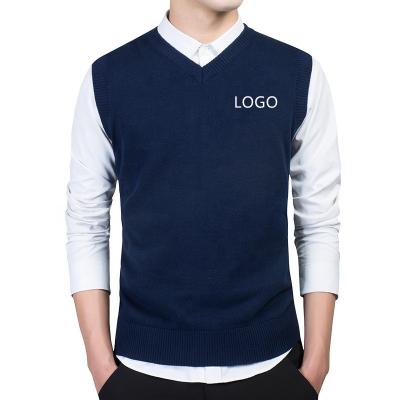 China Wholesale Fashion New Arrivals 2021 New Arrivals Men's Sweaters Business Fashion Slim 100% Plain Cotton Fabric Thin V-neck V-neck Knit Sweater Vest for sale