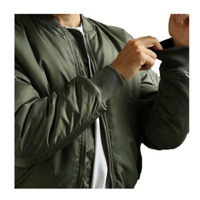 China Olive Green Military M65 Satin Baseball Winter Bomber Jacket Breathable Outdoor Waterproof Men for sale