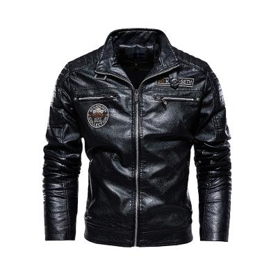 China Breathable Hot Selling Full Zipper Men Motorcycle Leather Jacket Pu Outwear Windproof Parka Jacket For Men for sale