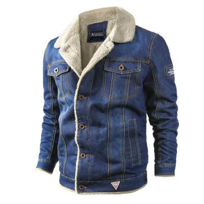 China QUICK DRY Winter Thick Turn-Down Collar Plus Size Brushed Outdoor Casual Mens Denim Jacket For Men for sale