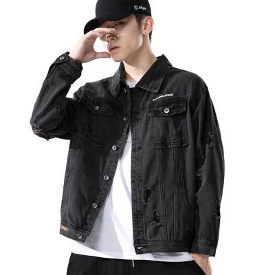 China Fashion Breathable Denim Jacket Hole Design Spring& Autumn Windproof Men Casual Outdoor Denim Jackets for sale