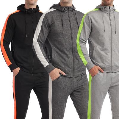 China High Quality Breathable Custom Fashion Training Two Piece Set Men Outdoor Sport Slim Fit Stripe Tracksuit With Side for sale