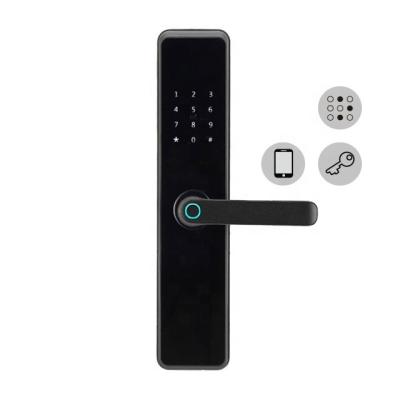 China Tuya Newest APP+ Mobile Phone +Fingerprint+Password+RFID Swipe Card+Key Electronic Biometric Digital Fingerprint Smart Door Locks For Metal Wood Aluminum Door for sale