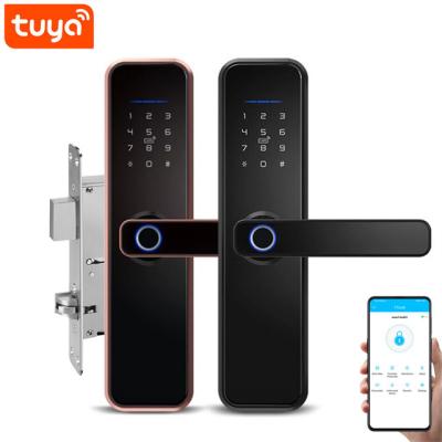 China Mobile Phone APP+ +Fingerprint+Password+RFID Swipe Card+WIFI Keyless Keyless Glass Electric Fingerprint Mortise USA rfid M1 Hotel Door Smart Door Lock 2021 for sale