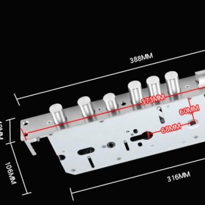 China For Door Da Bawang 388*40mm Single Hook Lock With Sky And Earth Hook Double Hole Square Mortise For Smart Lock for sale