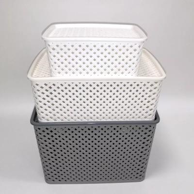 China Sustainable Plastic Storage Basket Storage Basket Woven Plastic Barrel for sale