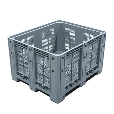 China Plastic Moving Mesh Stackable Storage Crate Boxes Heavy Duty Transport Containers With Pallet for sale