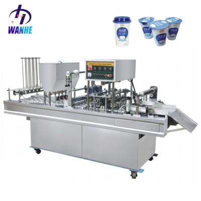 China Plastic Beverage WANHE Water Cup Filler Juice Jelly Cream Sauce and Sealer Milk Butter Ice Cream Cup Filling and Sealing Machine for sale