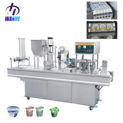 China WANHE Linear Beverage Juice Jelly Water Sauce Honey Ketchup Paste Yogurt Bottle Cup Filling And Sealing Machine for sale