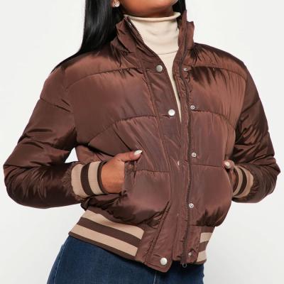 China High Quality Custom Women's Casual Padded Padded Jacket Warm Zipper Button Down Jacket Breathable Winter Crop For Women for sale