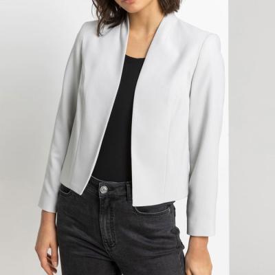 China Fashion viable design custom made polyester woman blazer jacket school office suit women nylon white jacket for sale