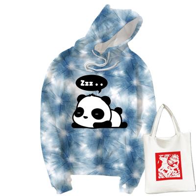 China 2021 latest Anti-wrinkle panda high quality wholesale printed colorful link die female hoodie for sale