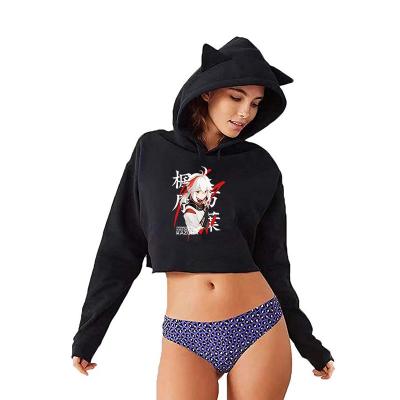 China New Design Anti-wrinkle Game Genshin Impact Character Sweatshirt With Cat Ears Crop Hoodie Women for sale