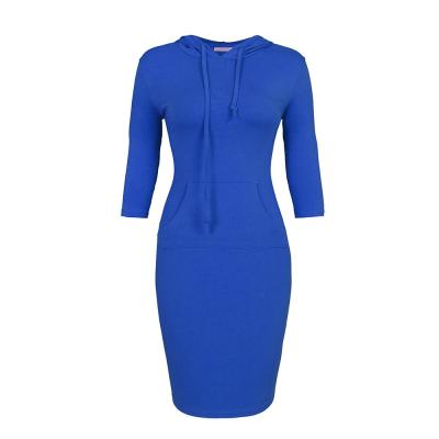 China Hot Sale Women's Long Sleeve Anti-Wrinkle Hooded Pockets Pullover Casual Hoodie Dress Sweatshirt for sale