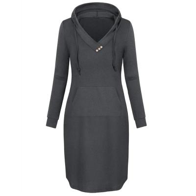 China New Design Anti-wrinkle Autumn Winter Long Casual Plain Sheath Women's Hoodie Oversized Dress for sale