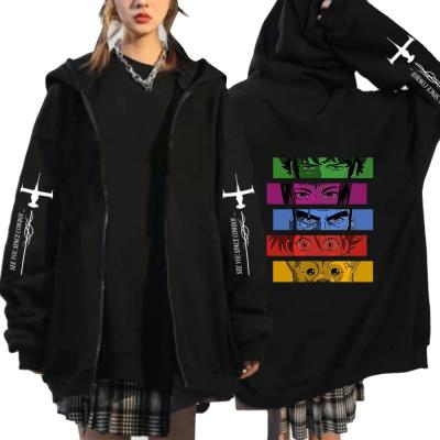 China Anti-wrinkle Wholesales Custom Logo Printing Cowboy Bebop Full Black Zipper Hoodie Unisex for sale