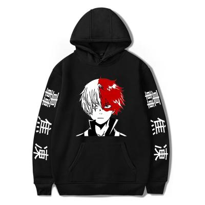 China Anti-wrinkle Anime Costumes For Women My Hero Academia Todoroki Printed Shoto Black Anime Hoodie Unisex for sale