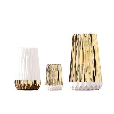 China Simple Modern Scandinavian Modern Living Room Gold Vases N Gold Table Flower Arrangement Ceramic Decoration for sale