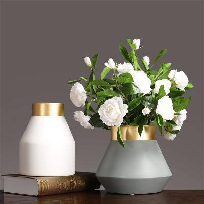 China French Modern Simple Ceramic Creative European Style Entrance Living Room Ornament Vase Country Art Table Dry Floral Set for sale