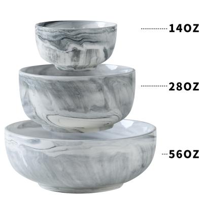 China Yundu Sustainable Gray Marble Serving Bowl Sets - 14-28-56 oz ceramic mixing bowl - various size bowl set of 3 for sale