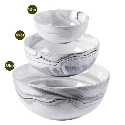 China Yundu Sustainable Gray Marble Ceramics Mixing Bowls for Kitchen, Serving Bowls Set from 3 - 84/45/15 oz for sale