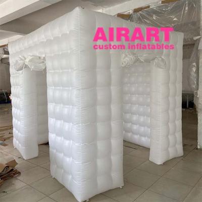 China PVC Tarpaulin/Oxford Fabric/Optio Customized Inflatable Cube Photo Booth With Change Lights Giant Cube Booth Tent Balloon for sale