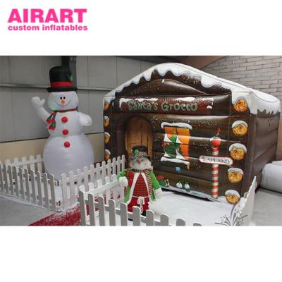 China PVC Tarpaulin/Oxford Cloth/Optio Christmas Inflatable Snow Tent House With Snowman Decoration For Sale for sale